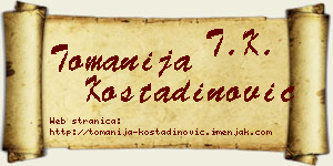 Tomanija Kostadinović vizit kartica